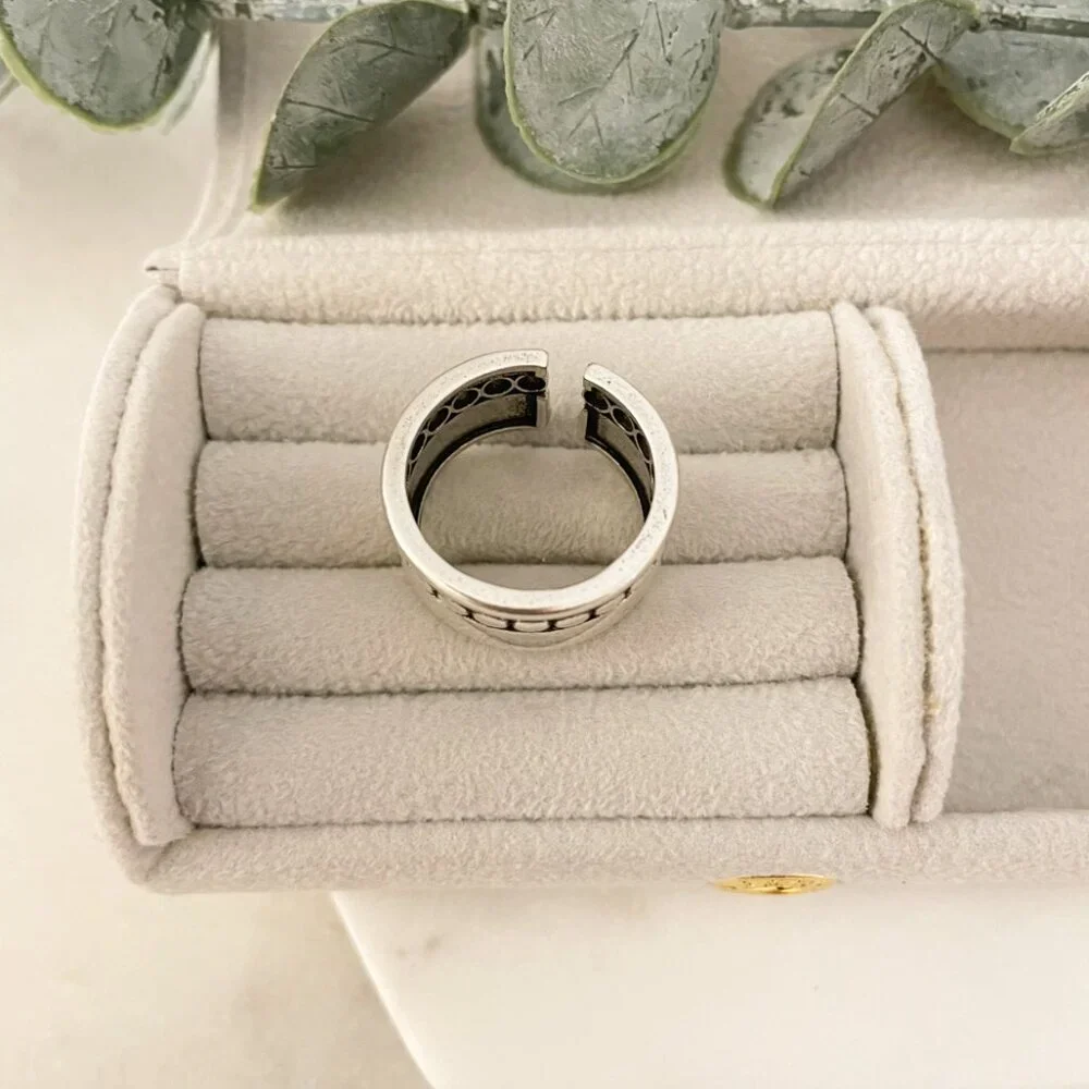 925 Sterling Silver Chunky Ring Vintage Ring Thick Wide Ring Band - Picture 5 of 9